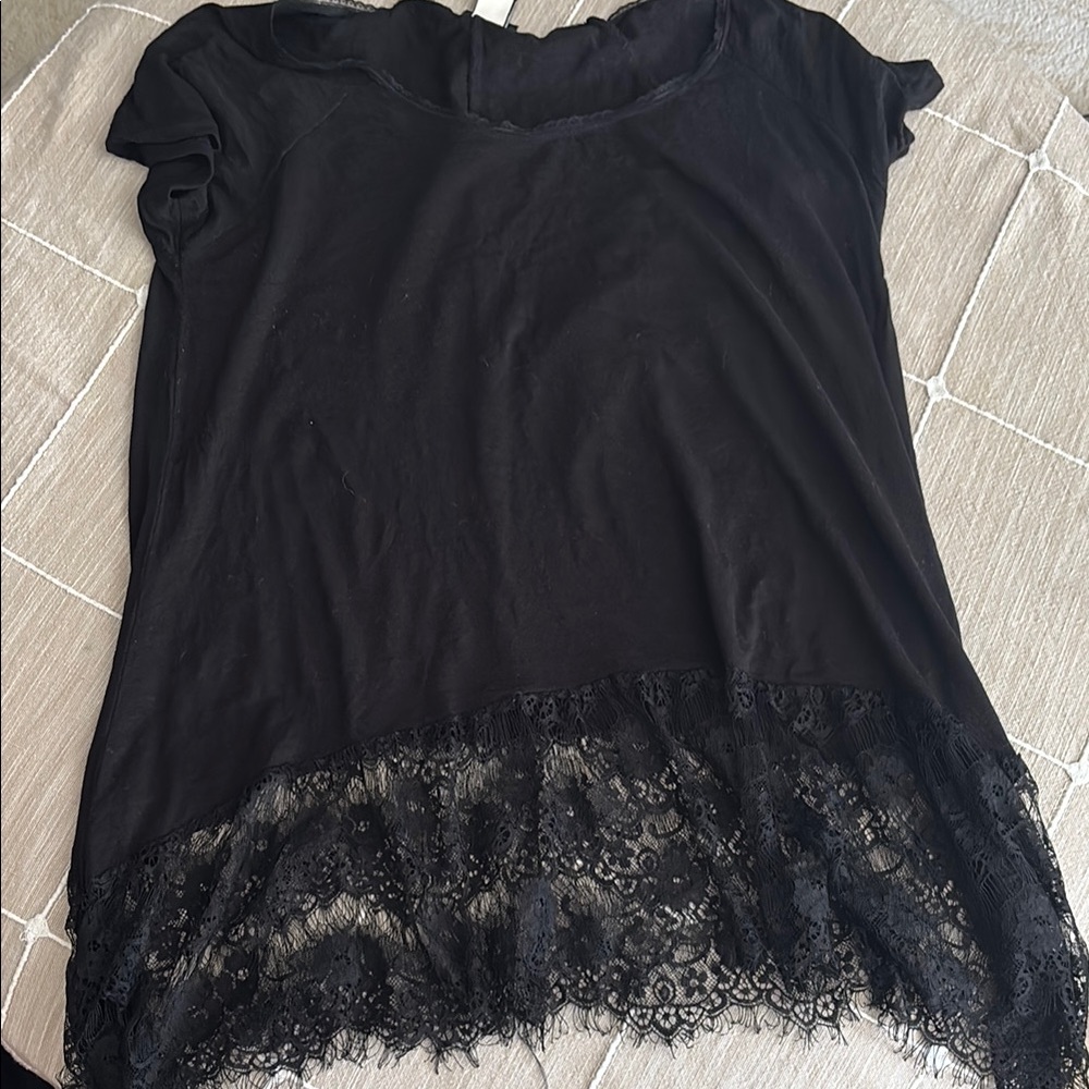 Torrid Black Asymmetrical Cap Sleeve Blouse